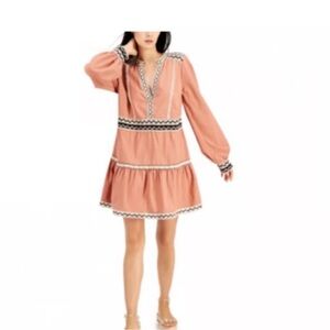 INC crochet trim drop waist mini dress